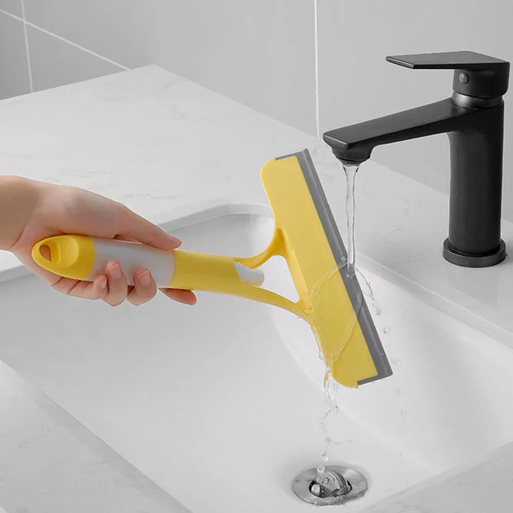3-in-1 Window Cleaning Squeegee – Glass Mirror Wiper with Spray Bottle & Scrubber