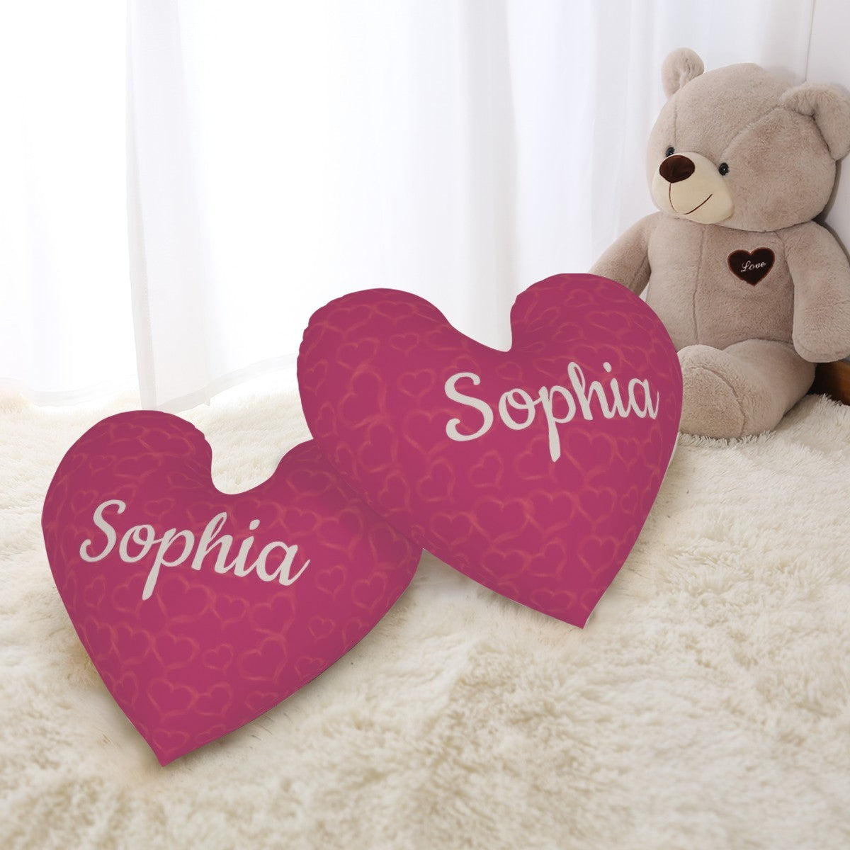 Personalized Heart Pillow with Name | Pink or Blue | 40x40cm & 45x45cm | Cotton filling