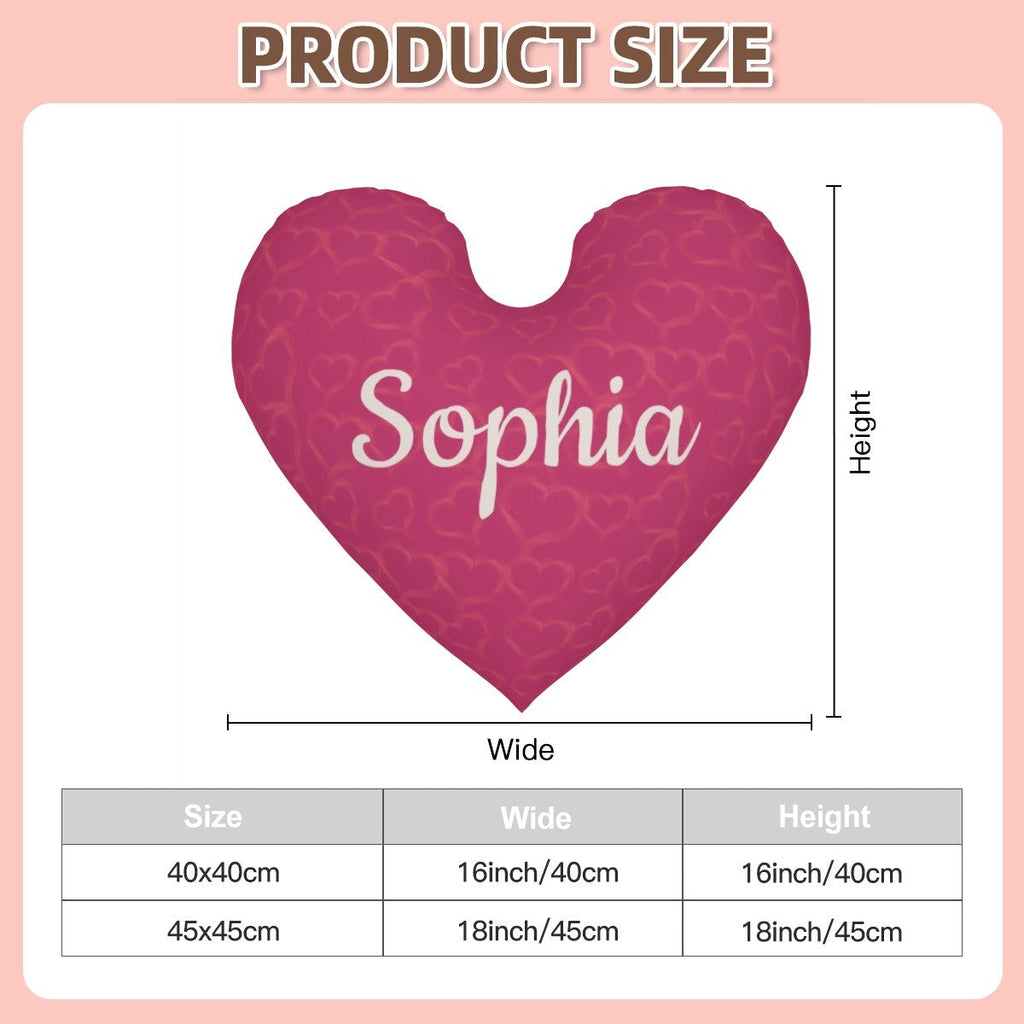 Personalized Heart Pillow with Name | Pink or Blue | 40x40cm & 45x45cm | Cotton filling