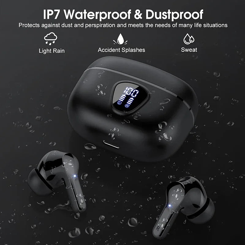 Bluetooth 5.3 In-Ear Earbuds with LED Display & ENC Mic