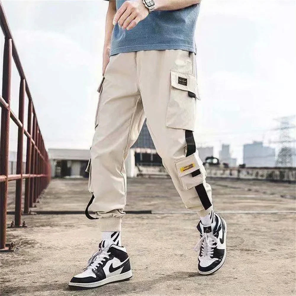 Men's Cargo Joggers, Casual Hip Hop Streetwear Sweatpants