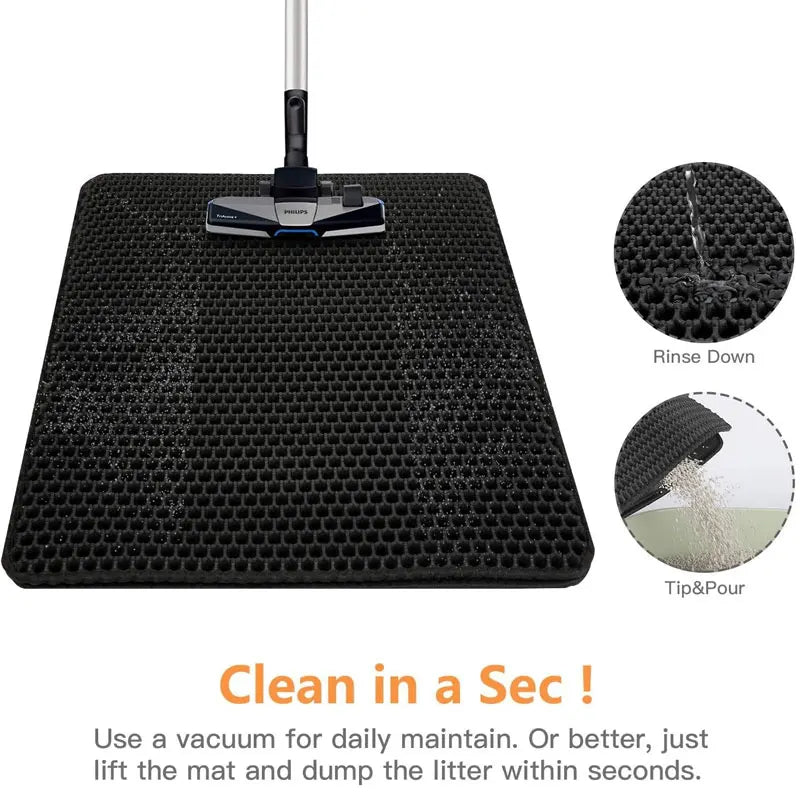 Double-Layer Cat Litter Trapping Mat with Non-Slip Base