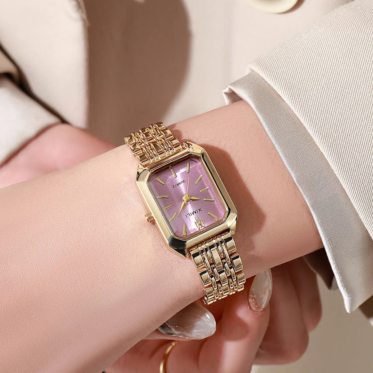 Women's Square Gold-Plated Quartz Watch – Luxury Business Dress Watch
