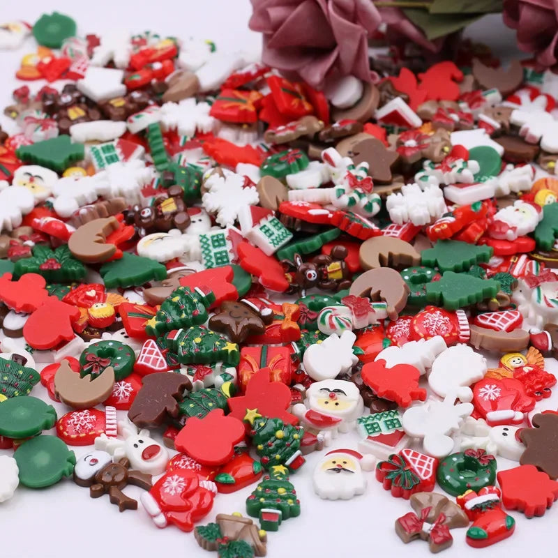 50pcs Christmas Resin Flatbacks for DIY Crafts & Jewelry Making