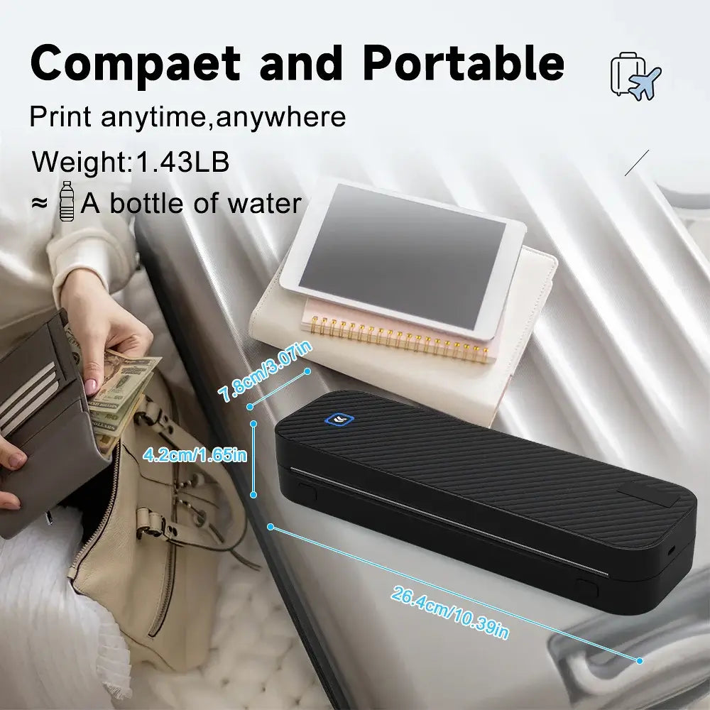 Portable A4 Thermal Printer – Bluetooth Wireless Mini Document Printer