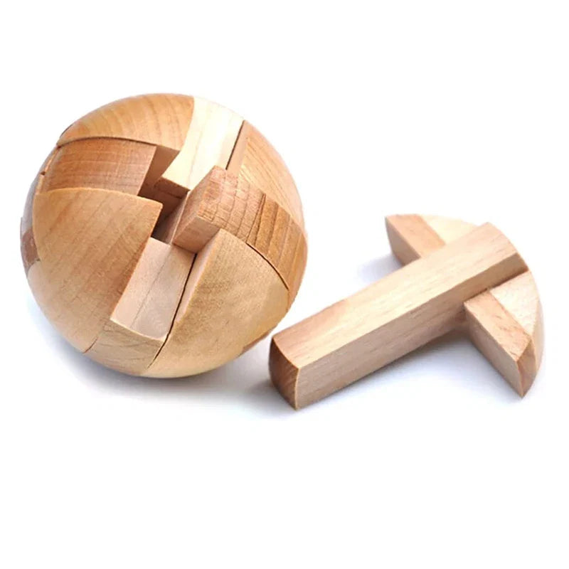Wooden Kongming Lock Sphere Puzzle | 3D Brain Teaser Toy for Kids & Adults