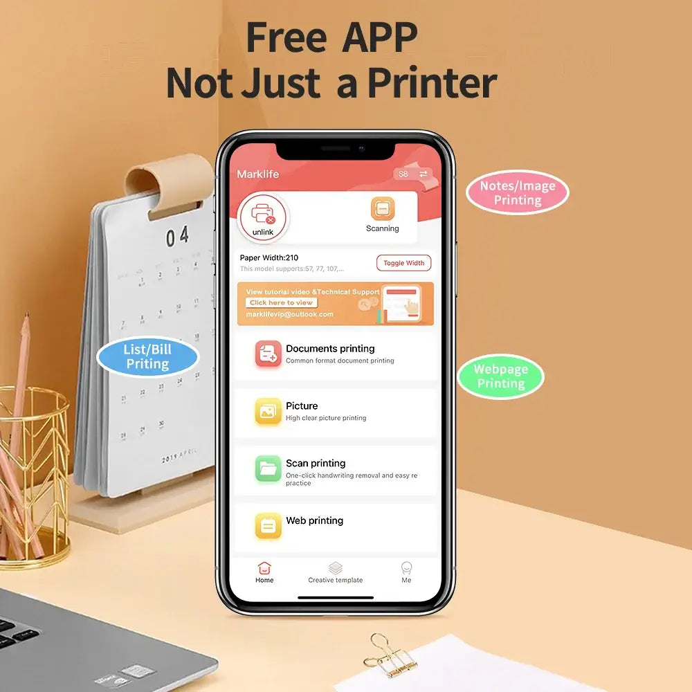 Portable A4 Thermal Printer – Bluetooth Wireless Mini Document Printer