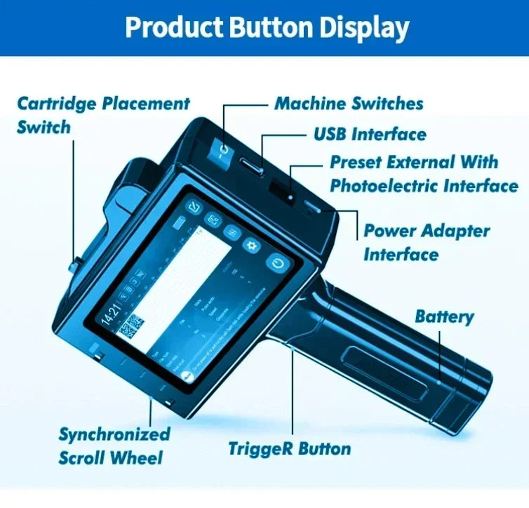 Portable Handheld Inkjet Printer – 25.4mm TIJ Printer for Logos & Barcodes