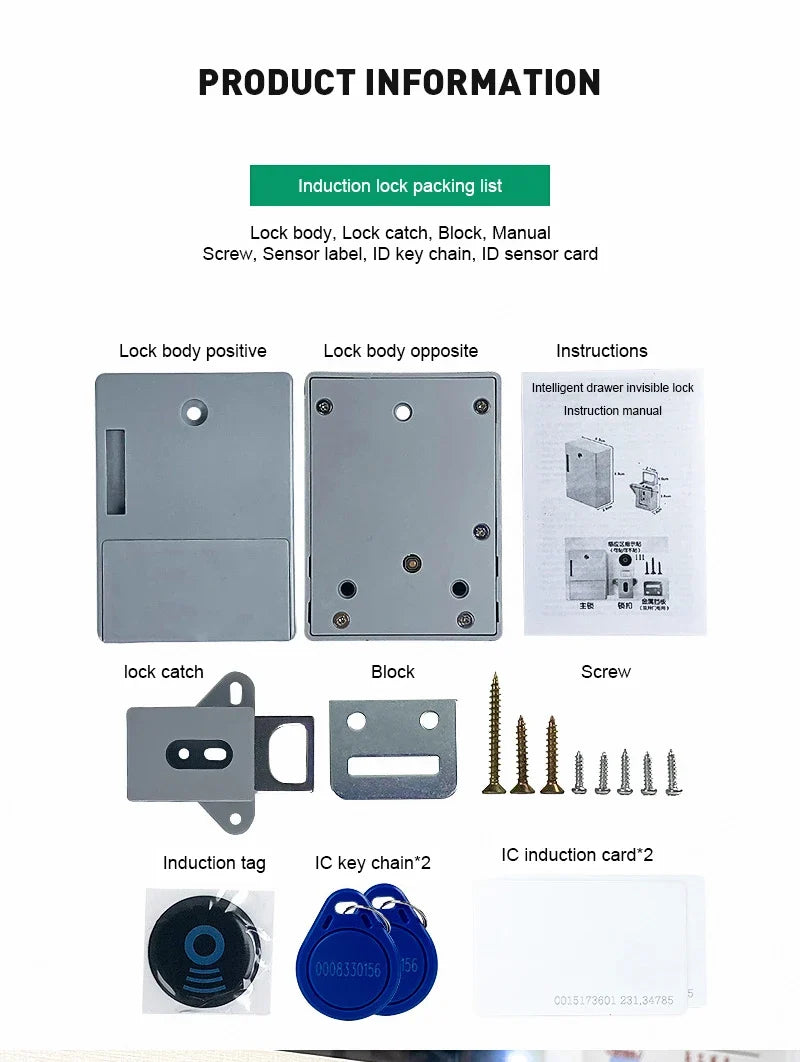 Invisible Magnetic Cabinet Lock – Hidden RFID Drawer Lock