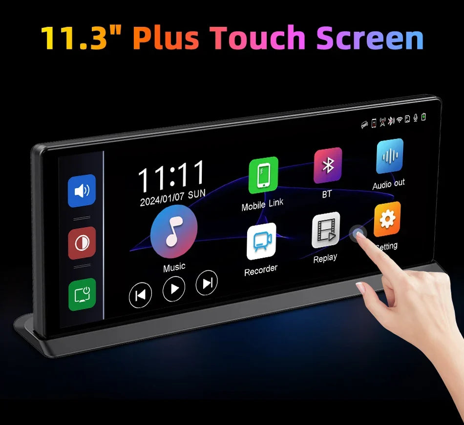 11.3 Inch Portable CarPlay Screen – HD Wireless Touch Display for Apple CarPlay and Android Auto