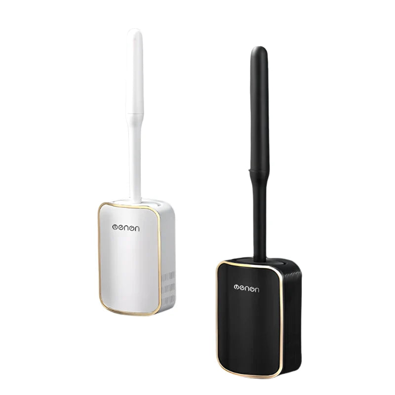 Wall Mount Toilet Brush Set with Quick Drain Holder, Compact Bathroom Brush