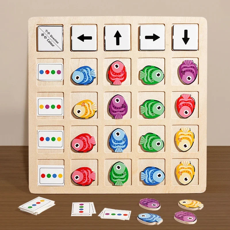 Montessori Wooden Board Game – Educational Logic & Color Toy for Kids