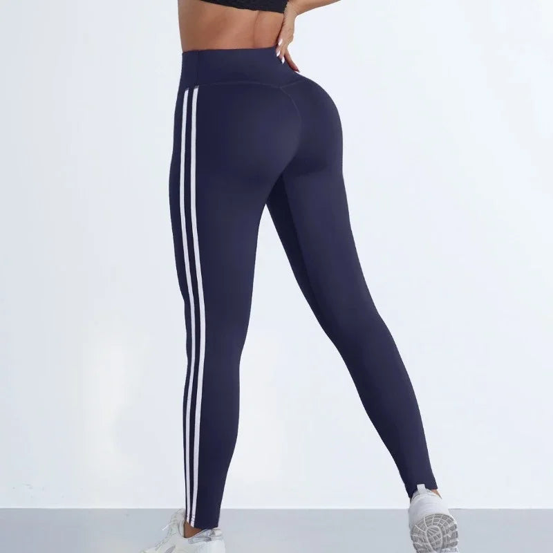 Women's Striped Yoga Leggings – Slim Fit Sports Pants