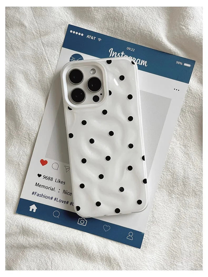 Polka Dot Phone Case – Soft Silicone Shockproof for iPhone 13-16 Series