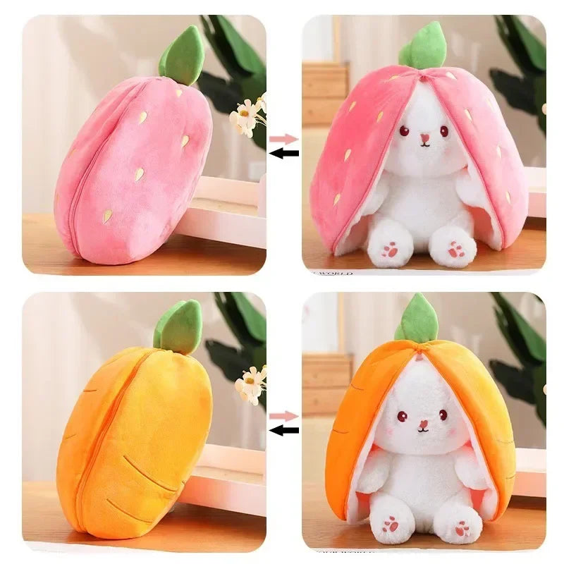 Cute Strawberry Carrot Rabbit Plush Toy – Soft Cuddly Bunny Doll