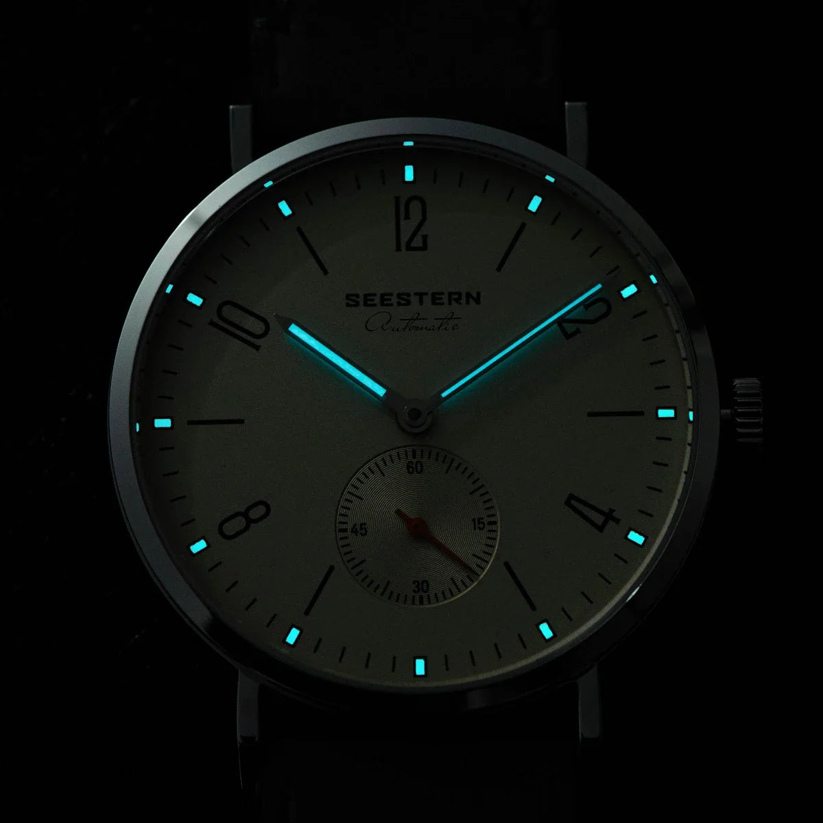 Men's Ultra-Thin Automatic Watch, Stainless Steel, Leather Band Business Watch