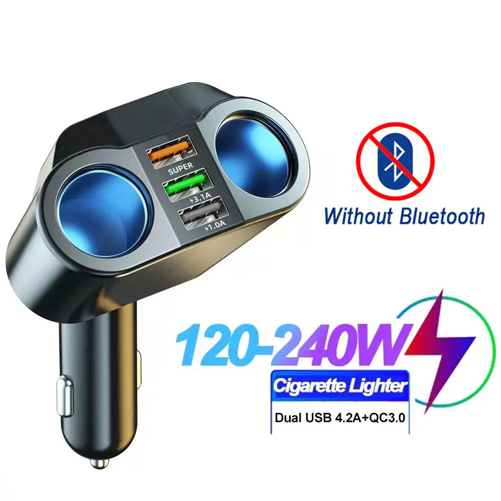 Dual USB Fast Car Charger Multi Port Quick Charge with Bluetooth