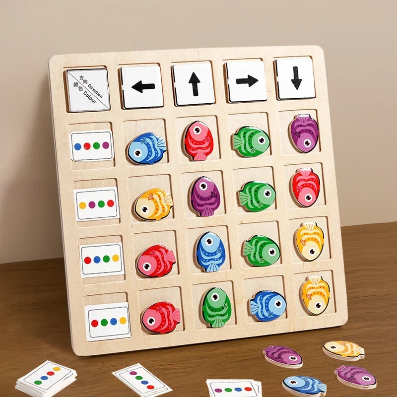 Montessori Wooden Board Game – Educational Logic & Color Toy for Kids