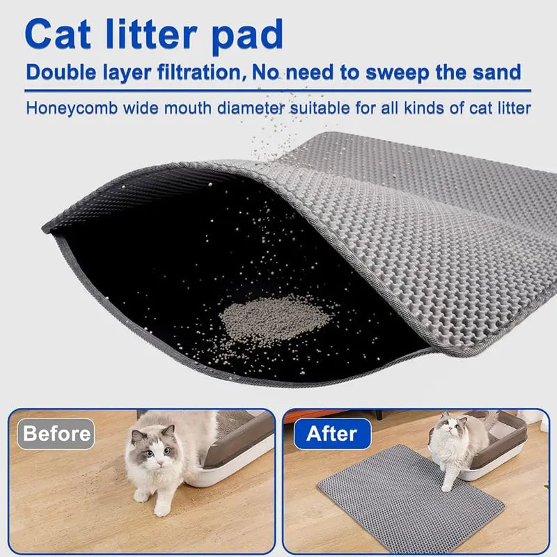 Double-Layer Cat Litter Trapping Mat with Non-Slip Base