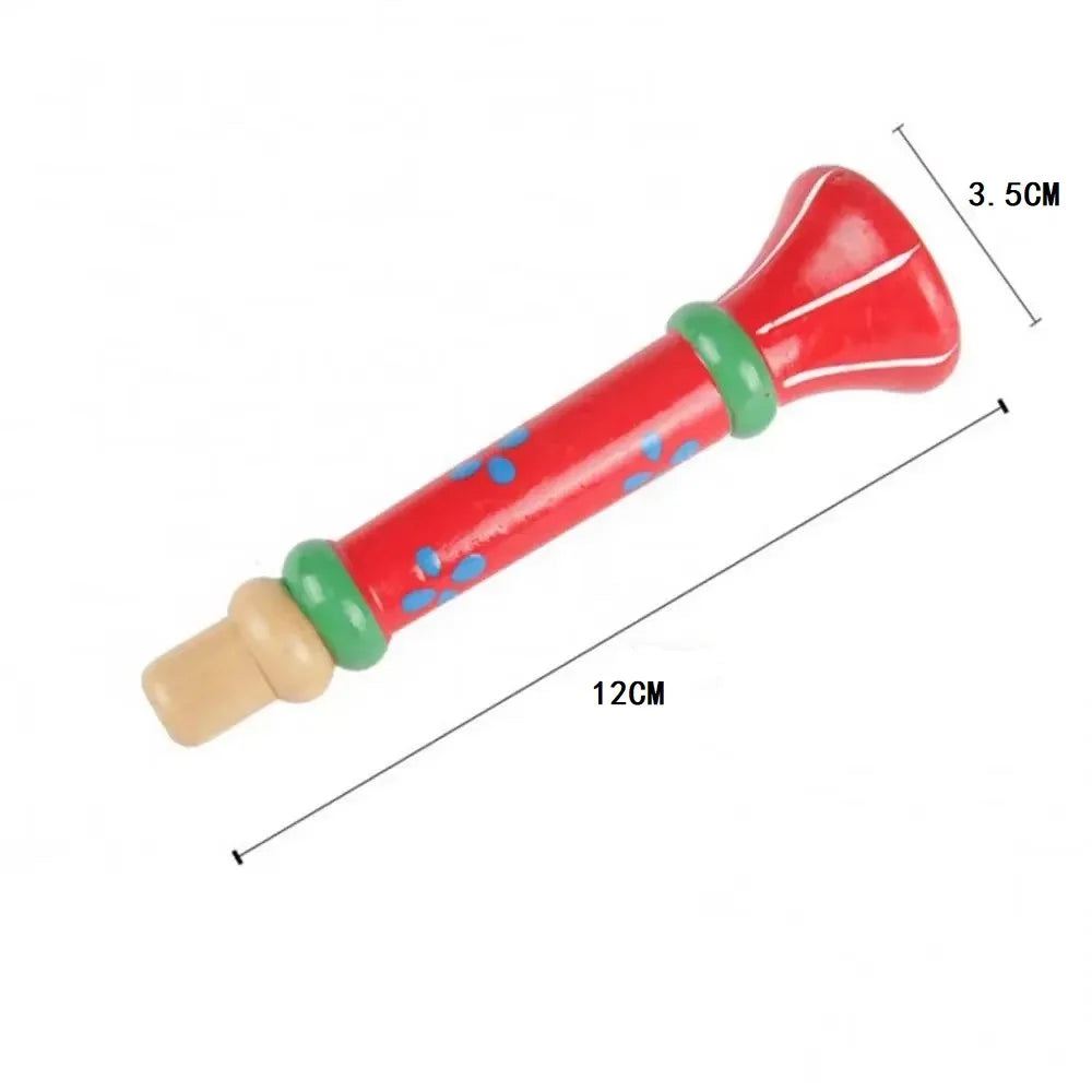 Wooden Trumpet Toy Horn Whistle Montessori Musical Instrument for Kids