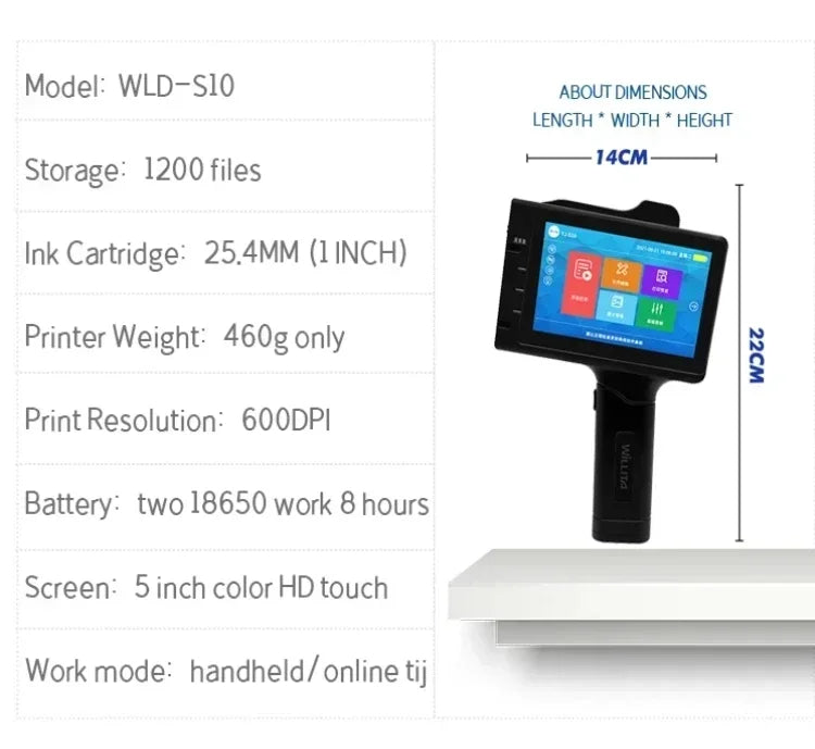 Portable Handheld Inkjet Printer – 25.4mm TIJ Printer for Logos & Barcodes