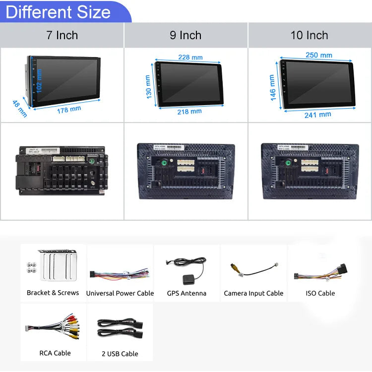 Car Touch Screen Display with Wireless CarPlay & Android Auto – 7/9/10 Inch