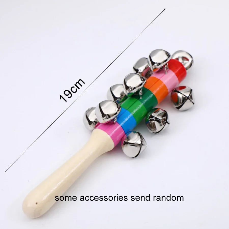 Rainbow Handheld Bell Stick | Wooden Musical Toy for Kids & Parties