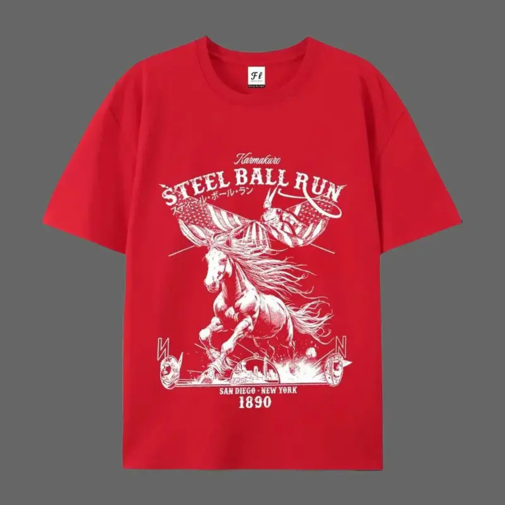 "SBR" Horse Racing American Flag T-Shirt – Retro Western Anime Style Graphic Tee, Unisex Cotton Shirt