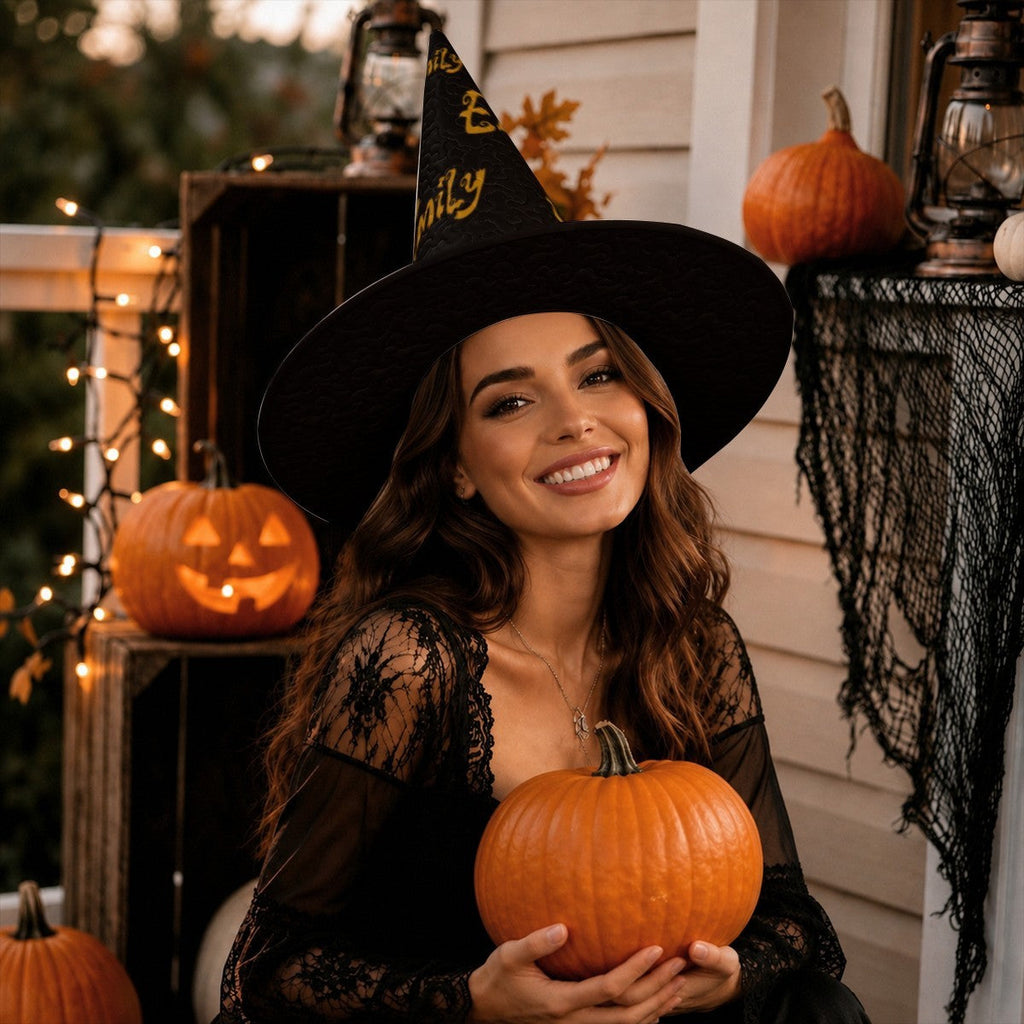 Personalized Halloween Witch Hat with Custom Name – Witch Costume Accessory for Adults & Teens