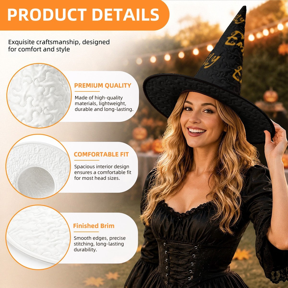 Personalized Halloween Witch Hat with Custom Name – Witch Costume Accessory for Adults & Teens