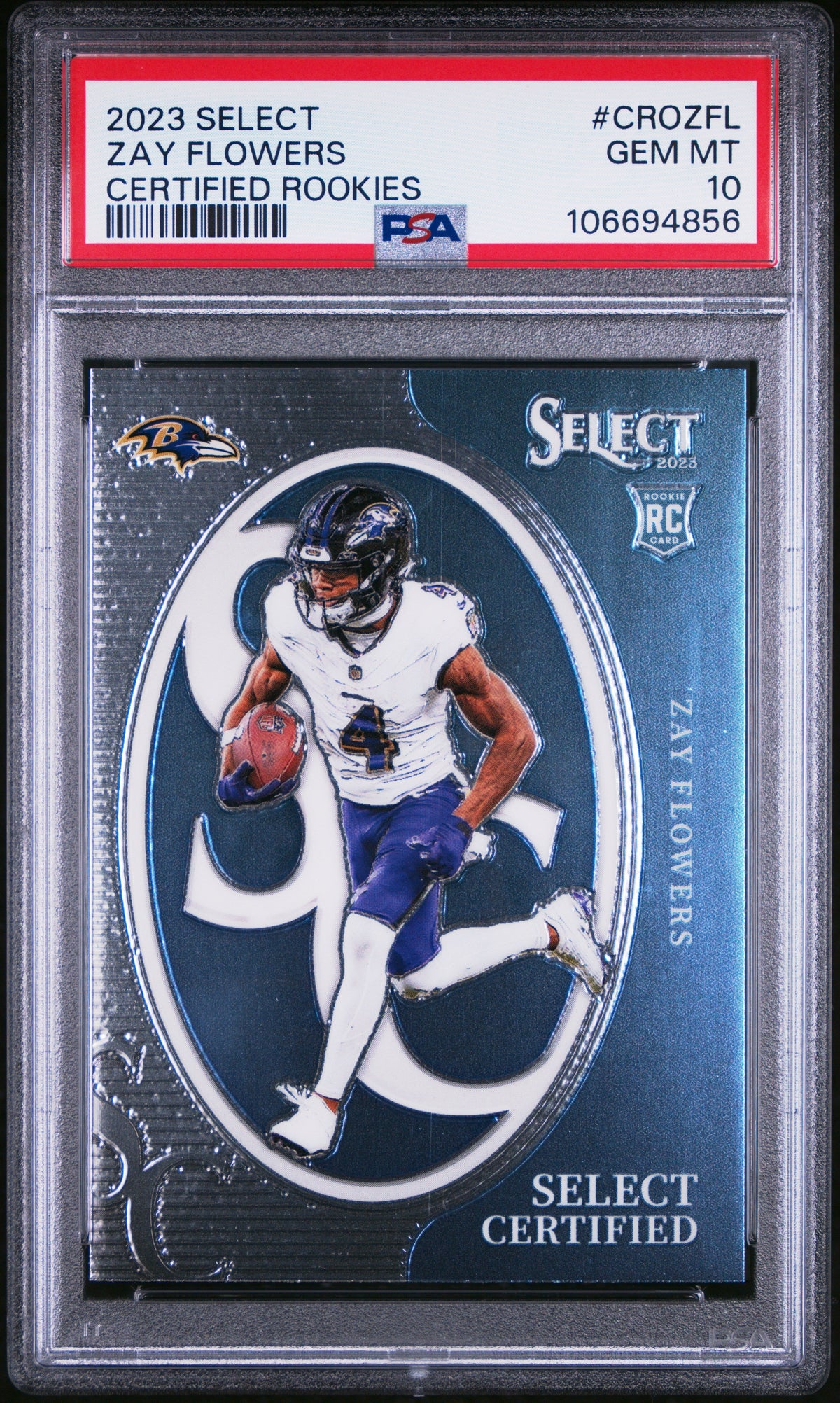 Graded 2023 Panini Select Zay Flowers #CROZFL Certified Rookies Rookie RC Football Card PSA 10 Gem Mint