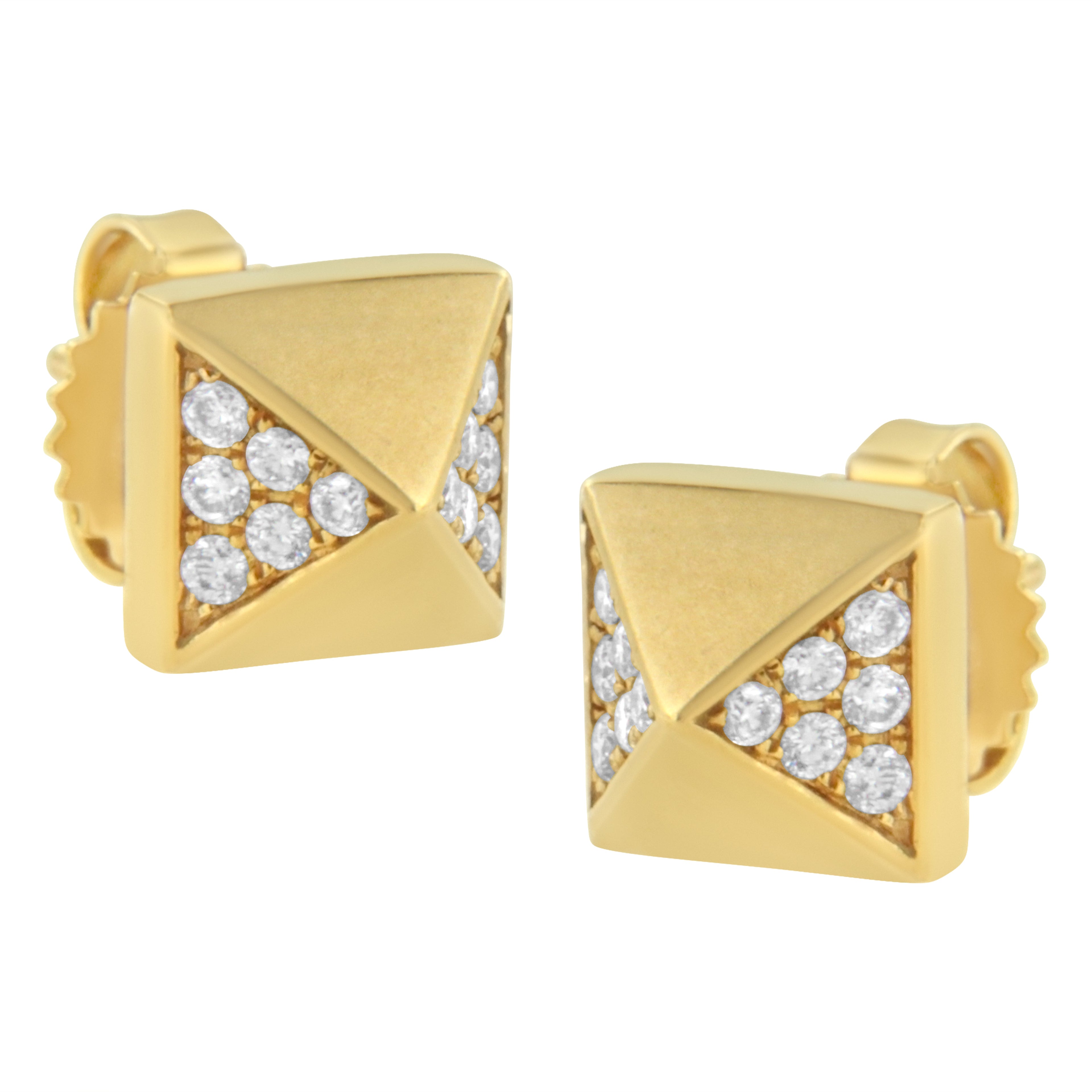14K Yellow Gold 1/4 Cttw Diamond Pyramid Stud Earring (G-H Color, SI1-SI2 Clarity)