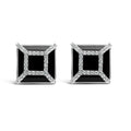 14K White Gold 3/8ct Diamond with 11x11MM Black Onyx Stud Earrings (G-H Color, SI1-SI2 Clarity)