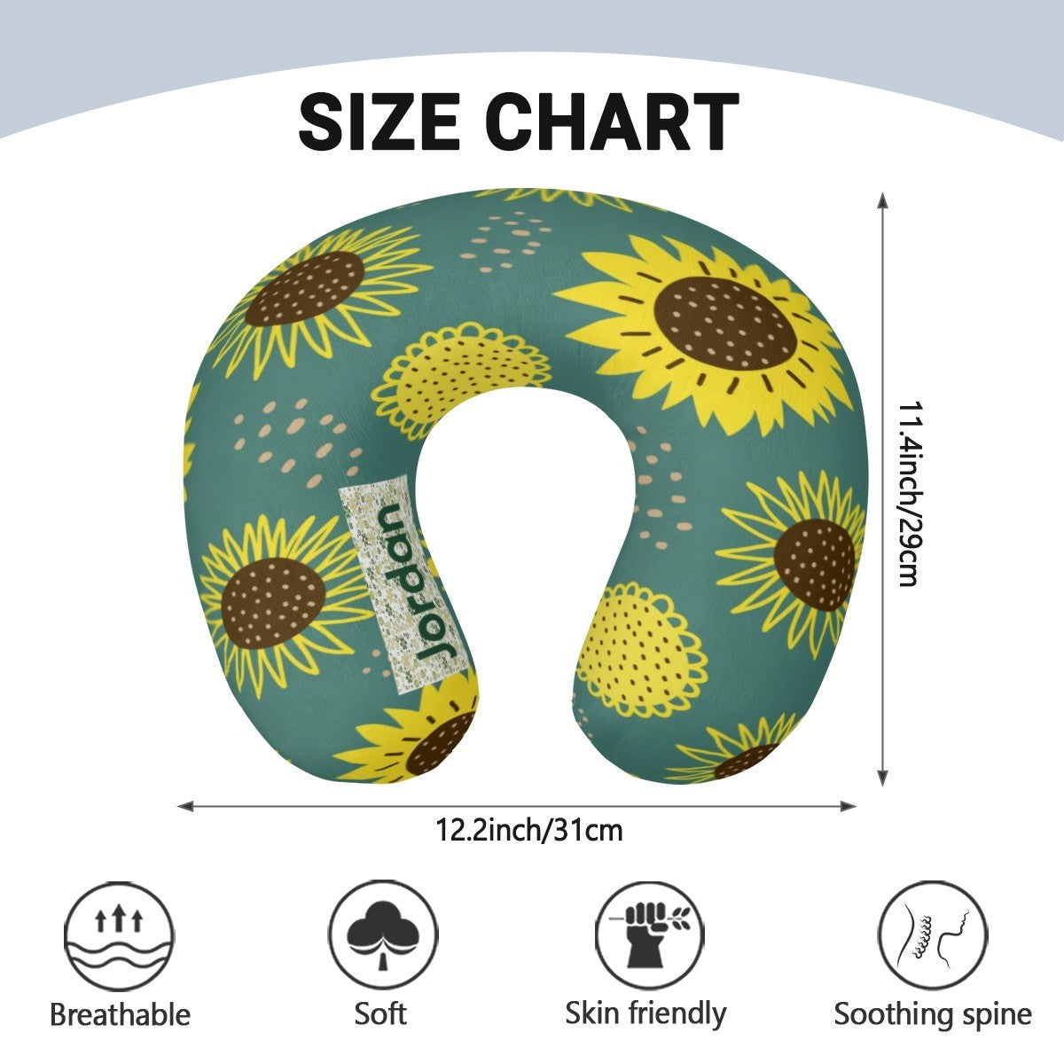 Personalized Sunflower Travel Neck Pillow | Custom Name Gift