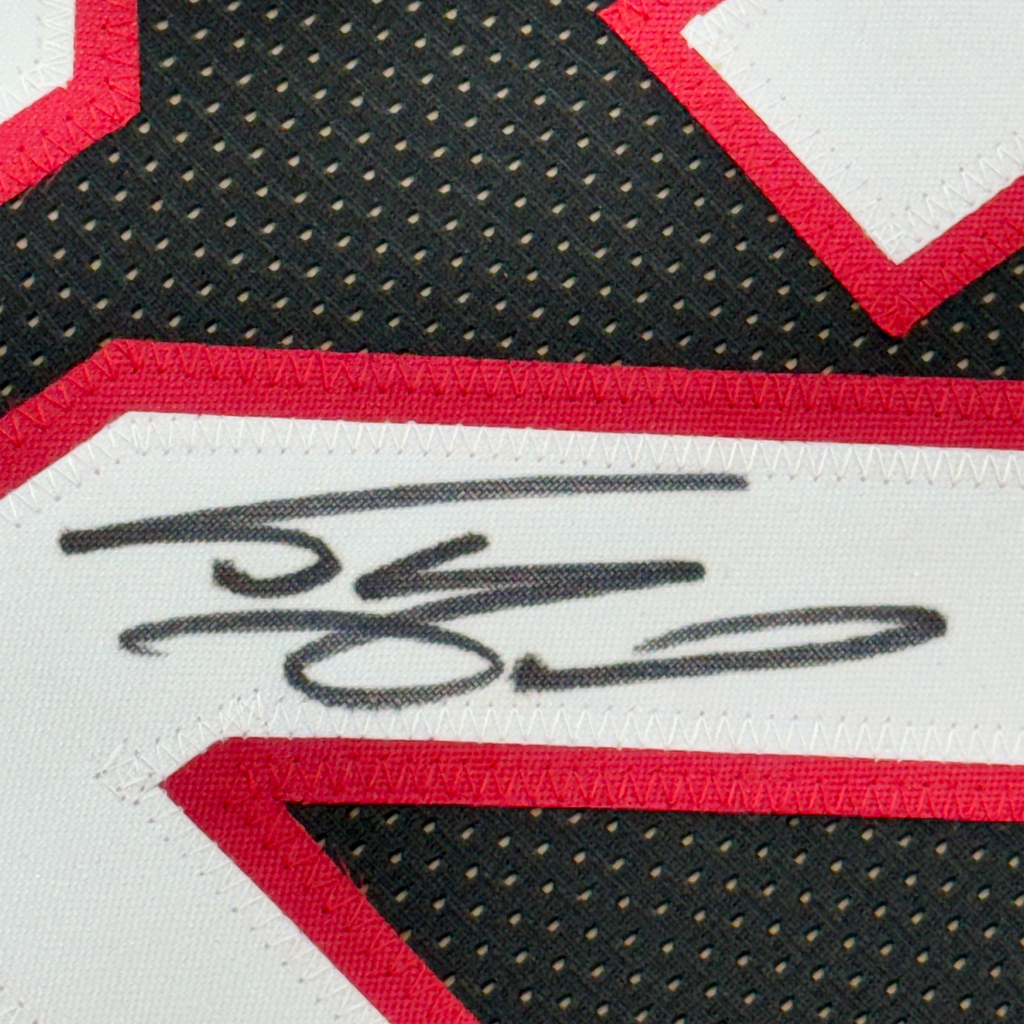 Framed Autographed/Signed Shaquille Shaq O'Neal 35x39 Miami Black Basketball Jersey Beckett BAS COA