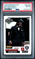 Graded 2025 Panini Instant Ashton Jeanty #NFLDN6 NFL Draft Night Rookie RC Football Card PSA 8 Near Mint