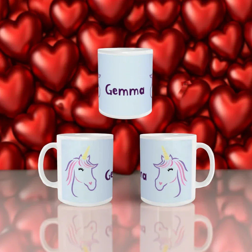 Personalized Ceramic Unicorn Tea & Coffee Mug: 11oz White Cup, Custom Name Gift