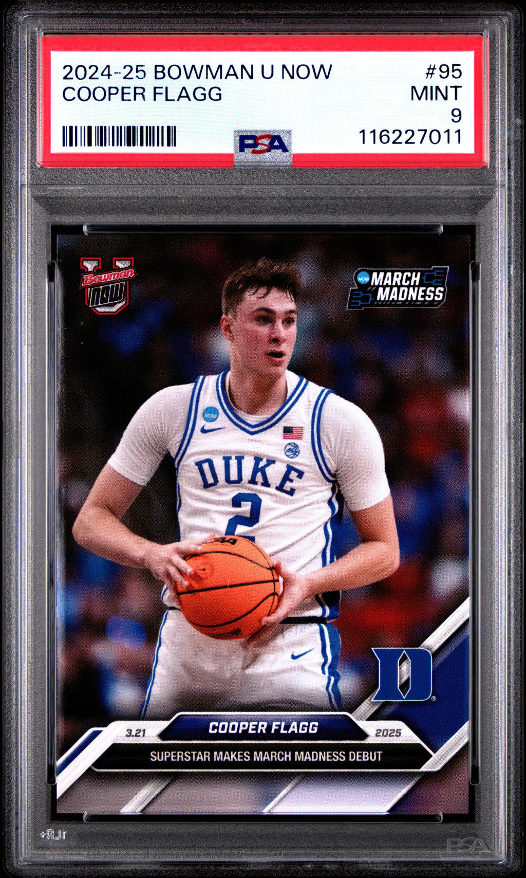 Graded 2024 Topps Bowman U Now Cooper Flagg #95 Rookie RC Basketball Card PSA 9 Mint