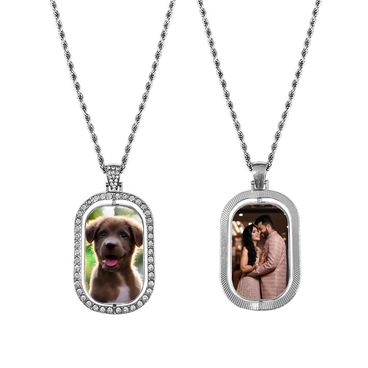 Custom Photo Pendant Necklace – Double-Sided Portrait Charm | Gold & Silver