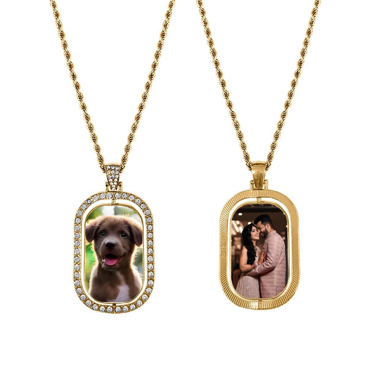Custom Photo Pendant Necklace – Double-Sided Portrait Charm | Gold & Silver