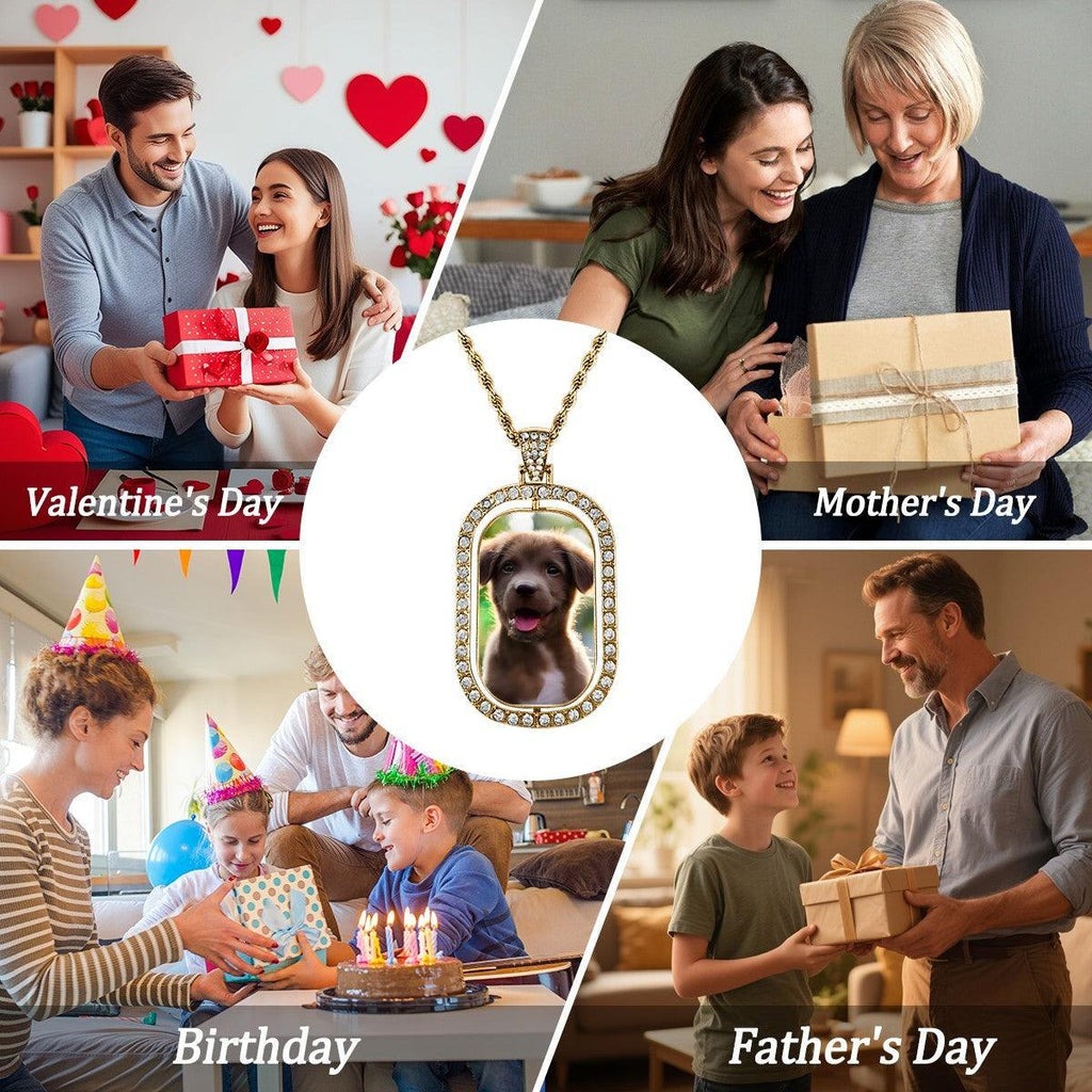 Custom Photo Pendant Necklace – Double-Sided Portrait Charm | Gold & Silver