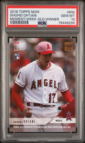 Graded 2018 Topps Now Shohei Ohtani #6W Moment Week Gold Winner Rookie RC Baseball Card PSA 10 Gem Mint