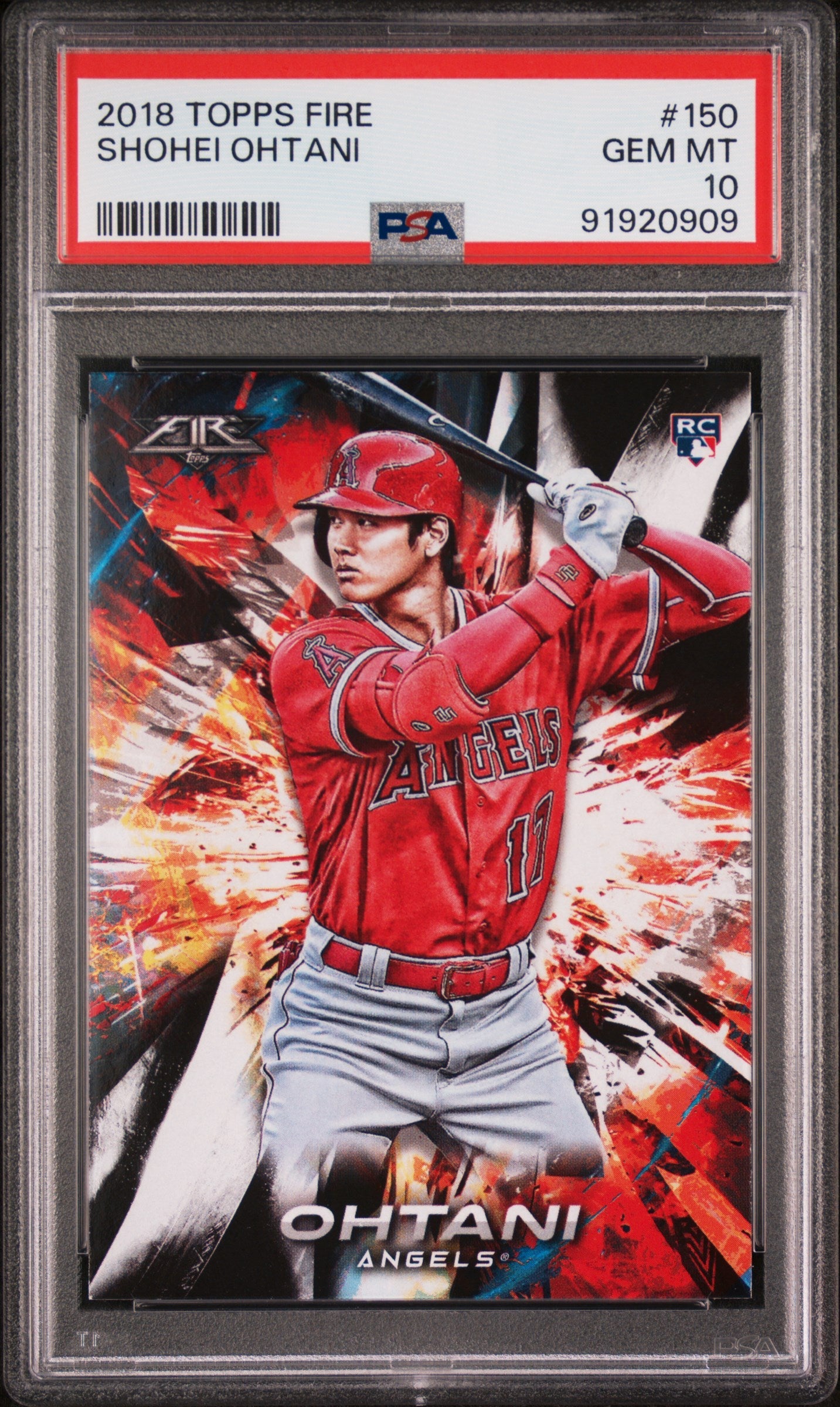 Graded 2018 Topps Fire Shohei Ohtani #150 Rookie RC Baseball Card PSA 10 Gem Mint