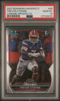 Graded 2022 Topps Bowman University Trevor Etienne #69 Chrome Prospects Rookie RC Football Card PSA 10 Gem Mint