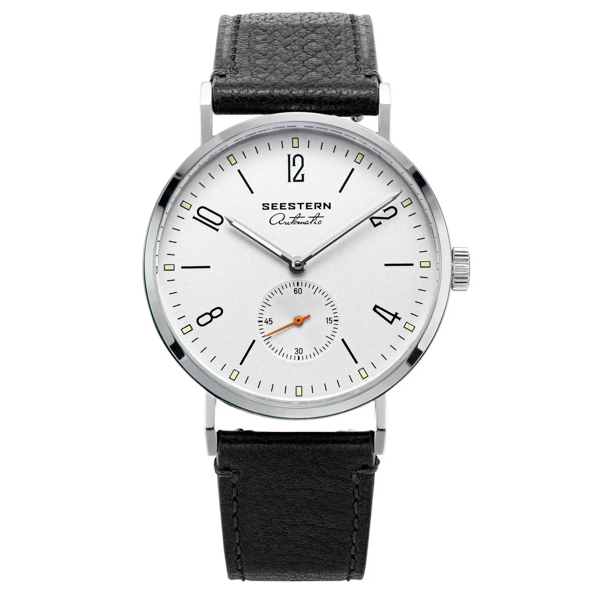 Men's Ultra-Thin Automatic Watch, Stainless Steel, Leather Band Business Watch