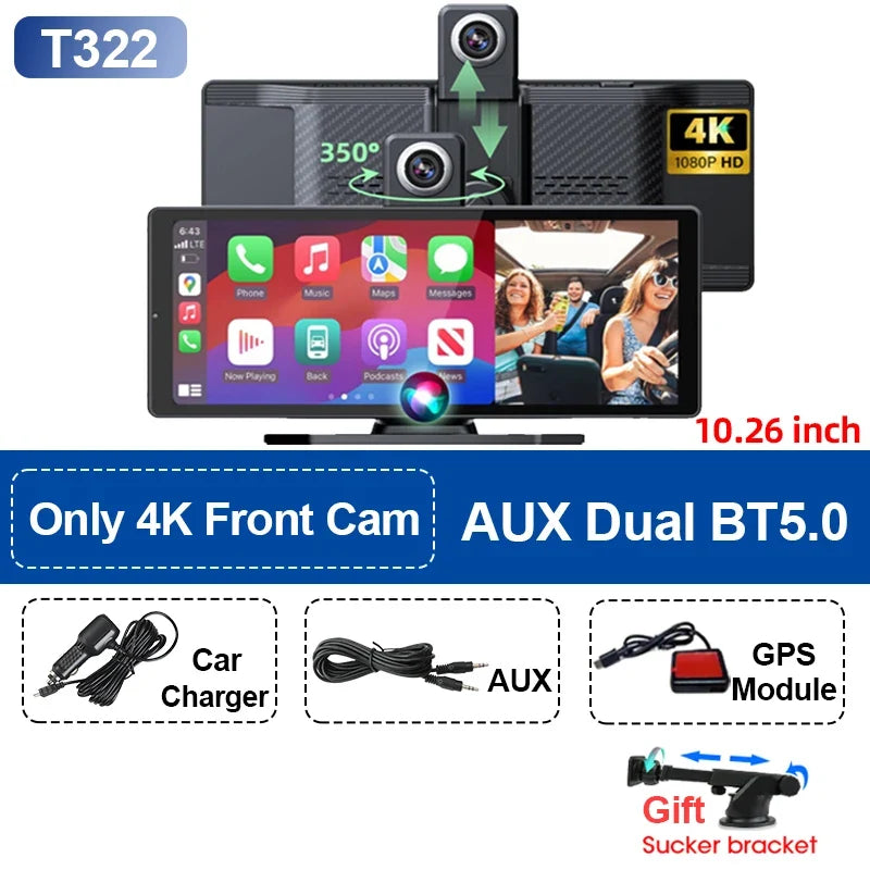 10.26" Portable CarPlay Screen – Wireless Car Stereo Touch Display
