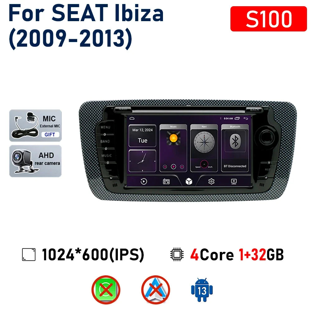 7" Touch Screen Car Stereo Head Unit for Seat Ibiza 2009–2013