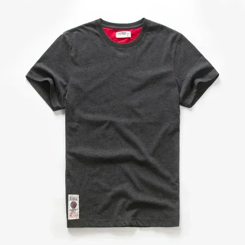 Men's Cotton Basic T-Shirt, Casual Short Sleeve Streetwear Tee