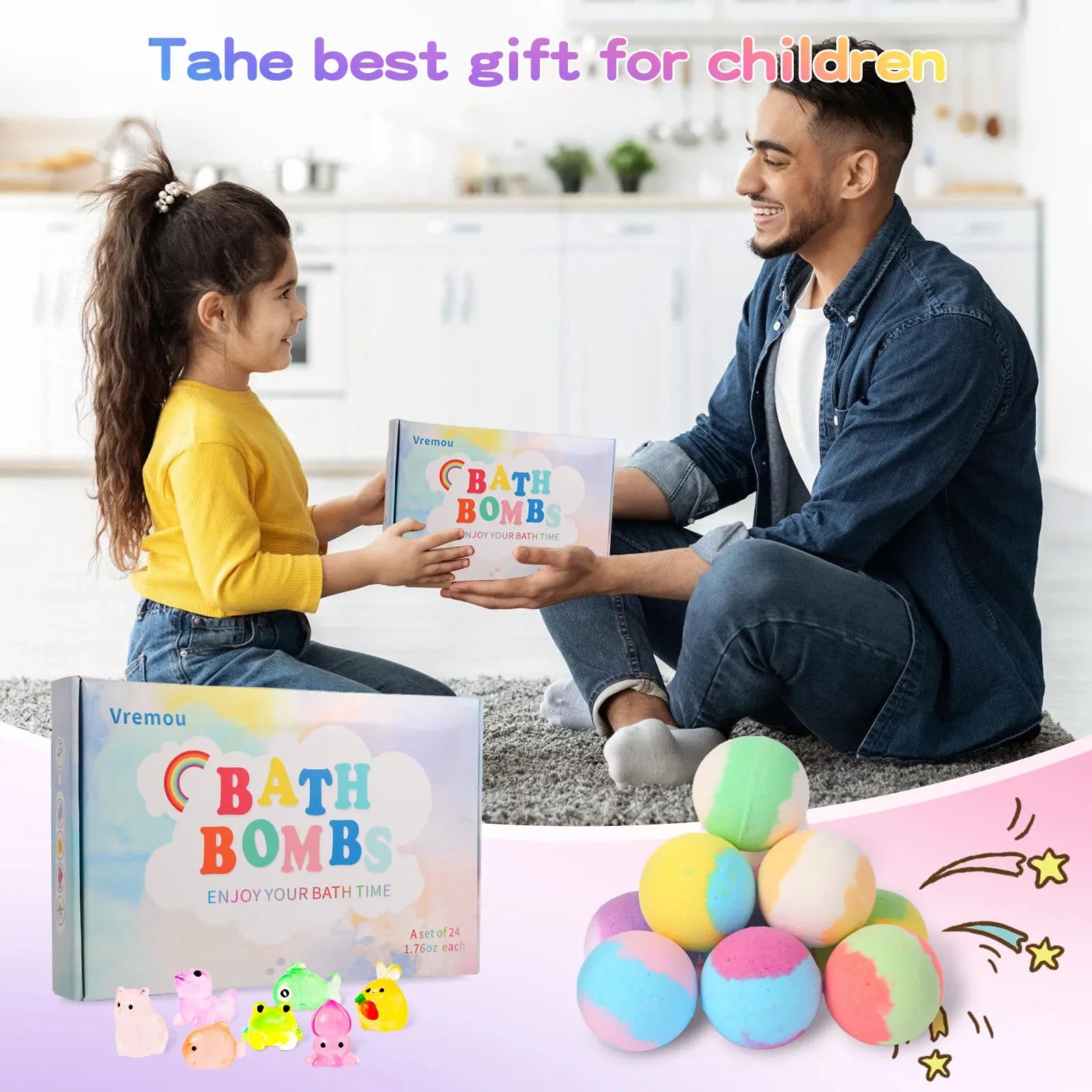 Bath Bombs for Kids – Natural Fizzy Surprise Bath Toys Inside