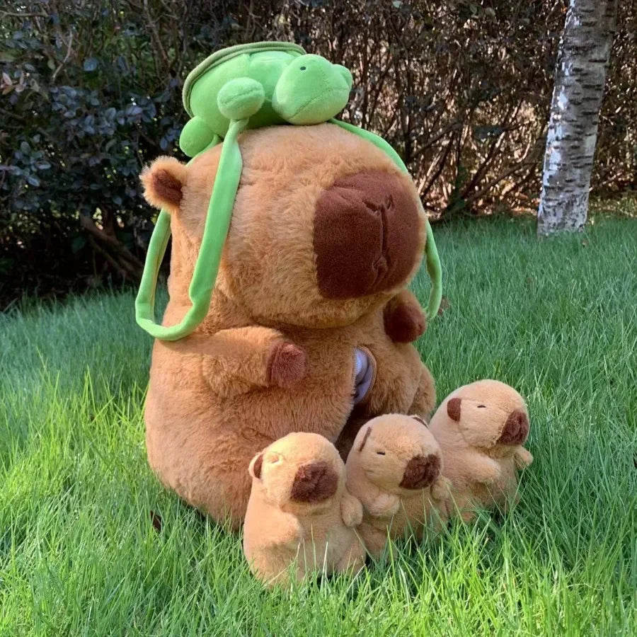Capybara Plush Toy Set – Mommy with 4 Little Capibara Plush Dolls